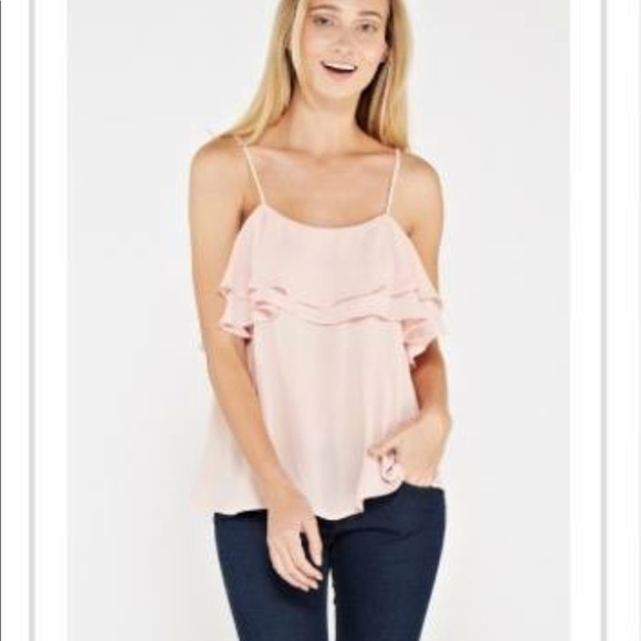 Chiffon double ruffle spaghetti strap top - Picture 3 of 5